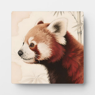 Rotes-Panda-Bambus-Wasserfarbenporträt Fotoplatte