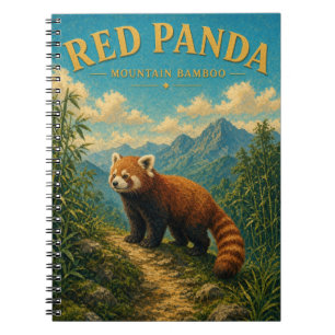 Rotes Panda-Bergbambus-Aquarell-GeoSaga Notizblock