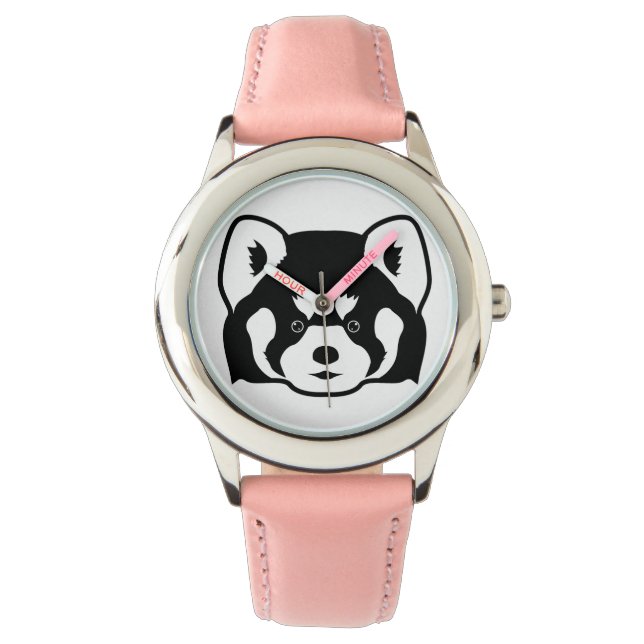 Rotes Panda-Gesicht Armbanduhr (Vorderseite)