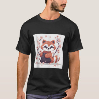 Rotes Panda im Kirschblüten Garten Hübsches Bild T-Shirt