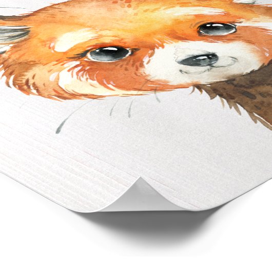 Rotes Panda Kinderzimmer Print Poster (Ecke)