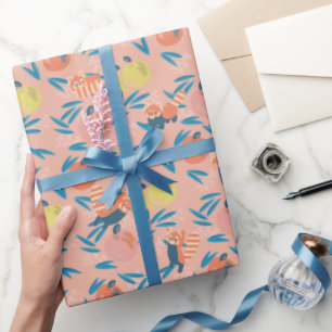 Rotes Panda Koralle Pink Apple Muster Umschlagpapi Geschenkpapier