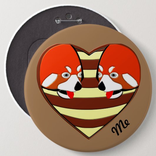 Rotes Panda-Liebe Button (Vorne & Hinten)