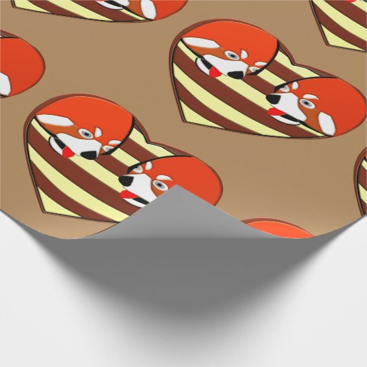 Rotes Panda-Liebe Geschenkpapier (Ecke)