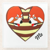 Rotes Panda-Liebe Glasuntersetzer (Vorderseite)