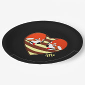 Rotes Panda-Liebe Pappteller (Schrägansicht)