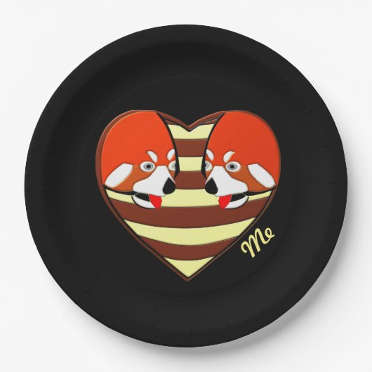 Rotes Panda-Liebe Pappteller (Vorderseite)