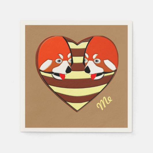 Rotes Panda-Liebe Serviette (Vorderseite)