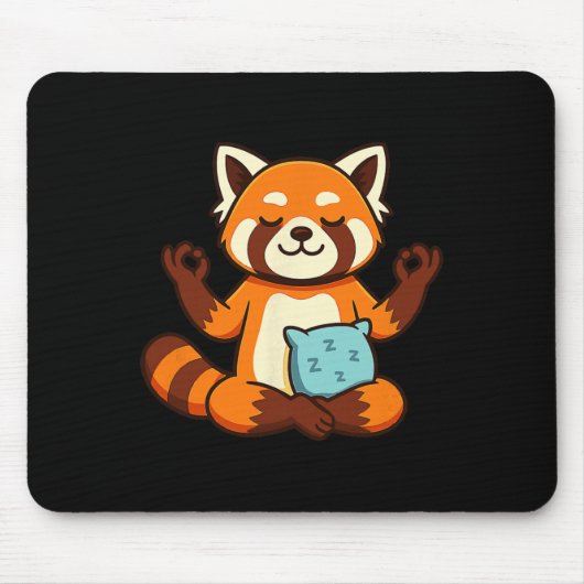 Rotes Panda Yoga Zen Meditation Design Mousepad (Vorne)