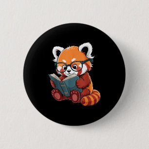 Rotes Pandas liest ein Buch lesendes Tier süß rot Button