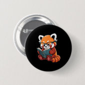 Rotes Pandas liest ein Buch lesendes Tier süß rot Button (Vorne & Hinten)
