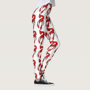 Rotes Panzerkrebsmuster des Spaßes Leggings