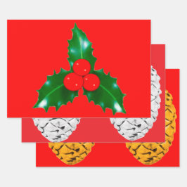 Rotes Papier für Holly und Pinecones