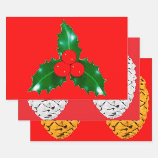 Rotes Papier für Holly und Pinecones (Set)
