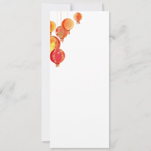 Rotes Papier Lanterns Lange vertikale Hochzeit Einladung (Rückseite)