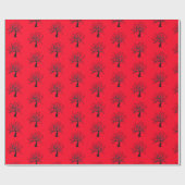 Rotes Papier mit Bäumen - Farbe auswählen Geschenkpapier (Flach)