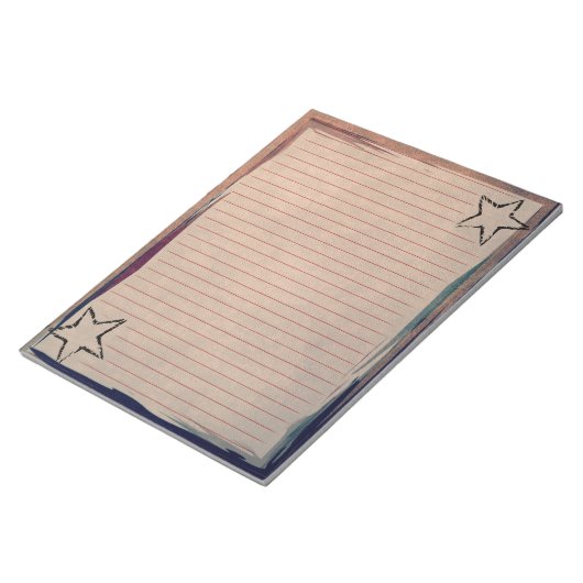 Rotes Papier Rustikale Sterne Chic Border on Grung Notizblock (angewinkelt)