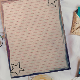 Rotes Papier Rustikale Sterne Chic Border on Grung Notizblock