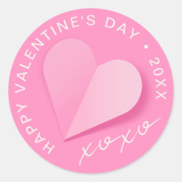 Rotes Papierherz XOXO Frohen Valentinstag Liebe Runder Aufkleber