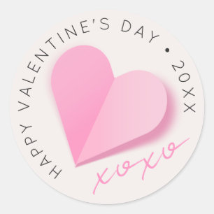 Rotes Papierherz XOXO Frohen Valentinstag Liebe Runder Aufkleber