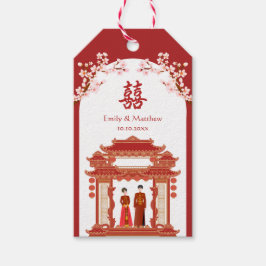 Rotes Pärchen Kirschblüte Chinesische Hochzeit Geschenkanhänger