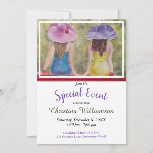 ROTES PARK BENCH PARTY INVITE EINLADUNG (Vorderseite)