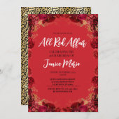 Rotes Party Leopard Geburtstagsfeier Einladung (Vorne/Hinten)