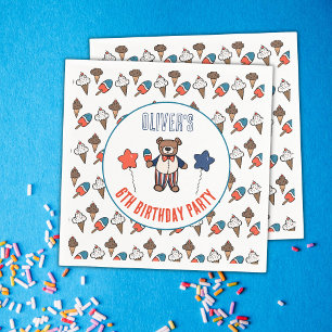 Rotes Party Weißes und Blaues Eis Geburtstag Serviette