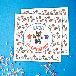 Rotes Party Weißes und Blaues Eis Geburtstag Serviette