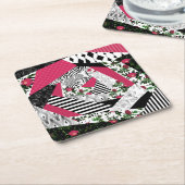 Rotes Patchwork, beliebt, Patchwork-Kissen Rechteckiger Pappuntersetzer (angewinkelt)