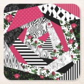 Rotes Patchwork, beliebt, Patchwork-Kissen Rechteckiger Pappuntersetzer (Vorderseite)