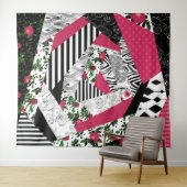 Rotes Patchwork, beliebt, Patchwork-Kissen Wandteppich (Beispiel (Horizontal))