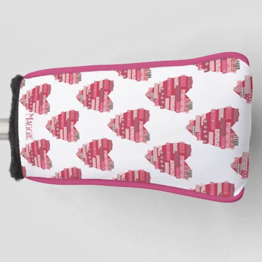 Rotes Patchwork-Herzen-Golfkopfschutz Golf Headcover (Vorderseite)