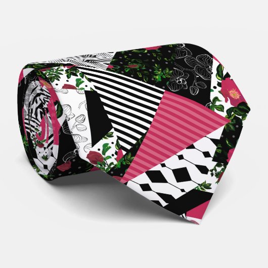 Rotes Patchwork, populär, Patchwork Krawatte (Gerollt)