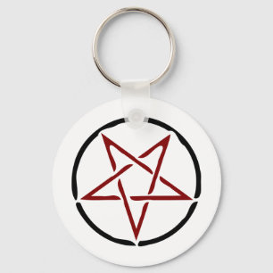 Rotes Pentagramm Schlüsselanhänger