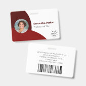 Rotes Personalisiertes Foto, Logo, Strichcode-Mita Ausweis (Front & Back)