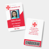 Rotes Personalisiertes Krankenhaus oder Klinikpers Ausweis (Vorder- & Rückseite)