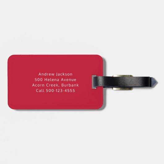 Rotes Personalisiertes Monogramm Golfer Gepäckanhänger (Rückseite horizontal)