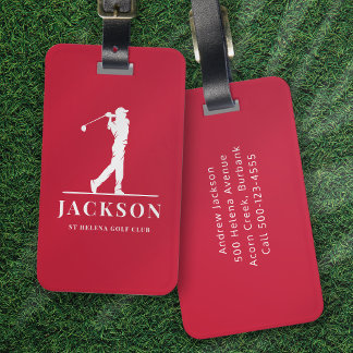 Rotes Personalisiertes Monogramm Golfer Gepäckanhänger