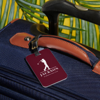 Rotes Personalisiertes Monogramm Golfer Gepäckanhänger