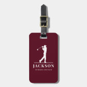 Rotes Personalisiertes Monogramm Golfer Gepäckanhänger (Vorderseite vertikal)