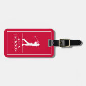 Rotes Personalisiertes Monogramm Golfer Gepäckanhänger (Vorderseite horizontal)