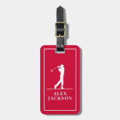 Rotes Personalisiertes Monogramm Golfer Gepäckanhänger (Vorderseite vertikal)