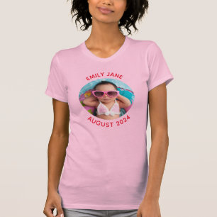 Rotes Personalisiertes Round Family Foto T-Shirt