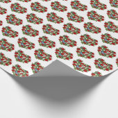 Rotes Petunia Herz mit blauem Schmetterling Geschenkpapier (Ecke)