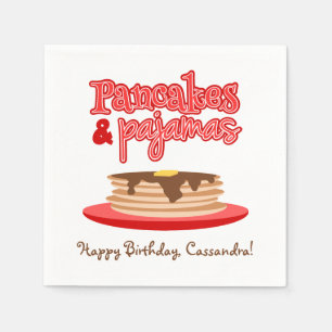 Rotes Pfannkuchen-und Pyjama-Geburtstags-Party Serviette