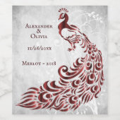 Rotes Pfauenleder Weinkeller Hochzeitssaal Weinetikett (Einzelnes Label)