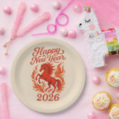 Rotes Pferd 2026 Pappteller (Party)