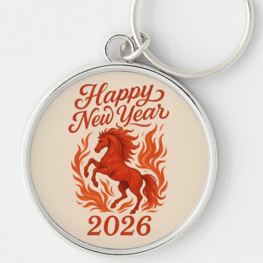 Rotes Pferd 2026 Schlüsselanhänger (Vorne)