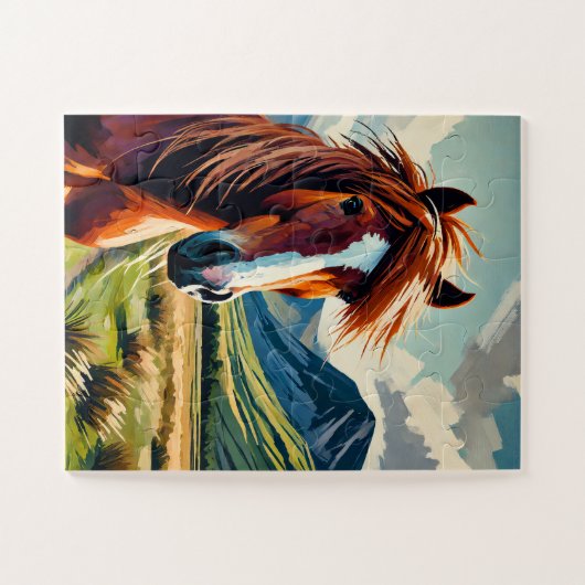 Rotes Pferd 30 Stück Kinder Puzzle (Horizontal)